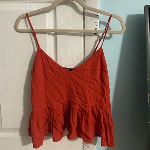 Red Pleated Tank Top
